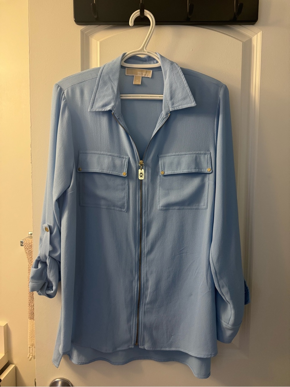 Michael Kors Light Blue Zip Utility Jacket